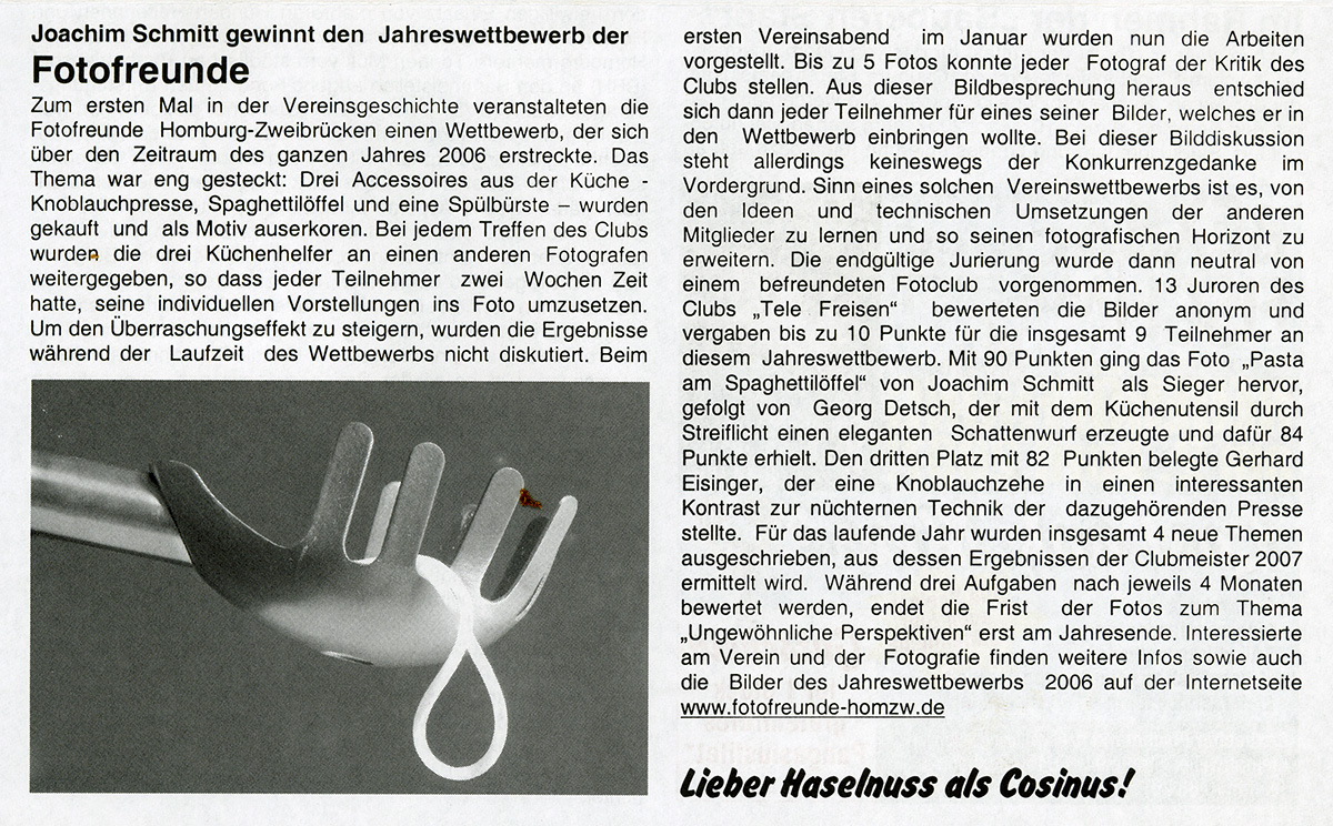 Joachim Schmitt Die letzte Spaghetti in der Bagatelle Homburg