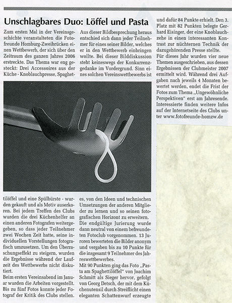 Joachim Schmitt Die letzte Spaghetti im Kreisanzeiger Homburg