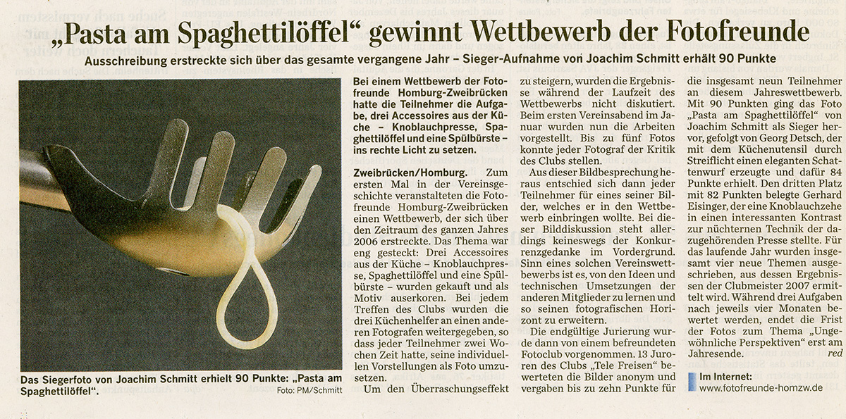 Joachim Schmitt Die letzte Spaghetti im Pf&auml;lzer Merkur