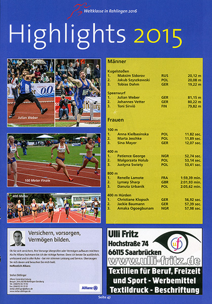 Stadionmagazin Pfingstsportfest Rehlingen 2016
