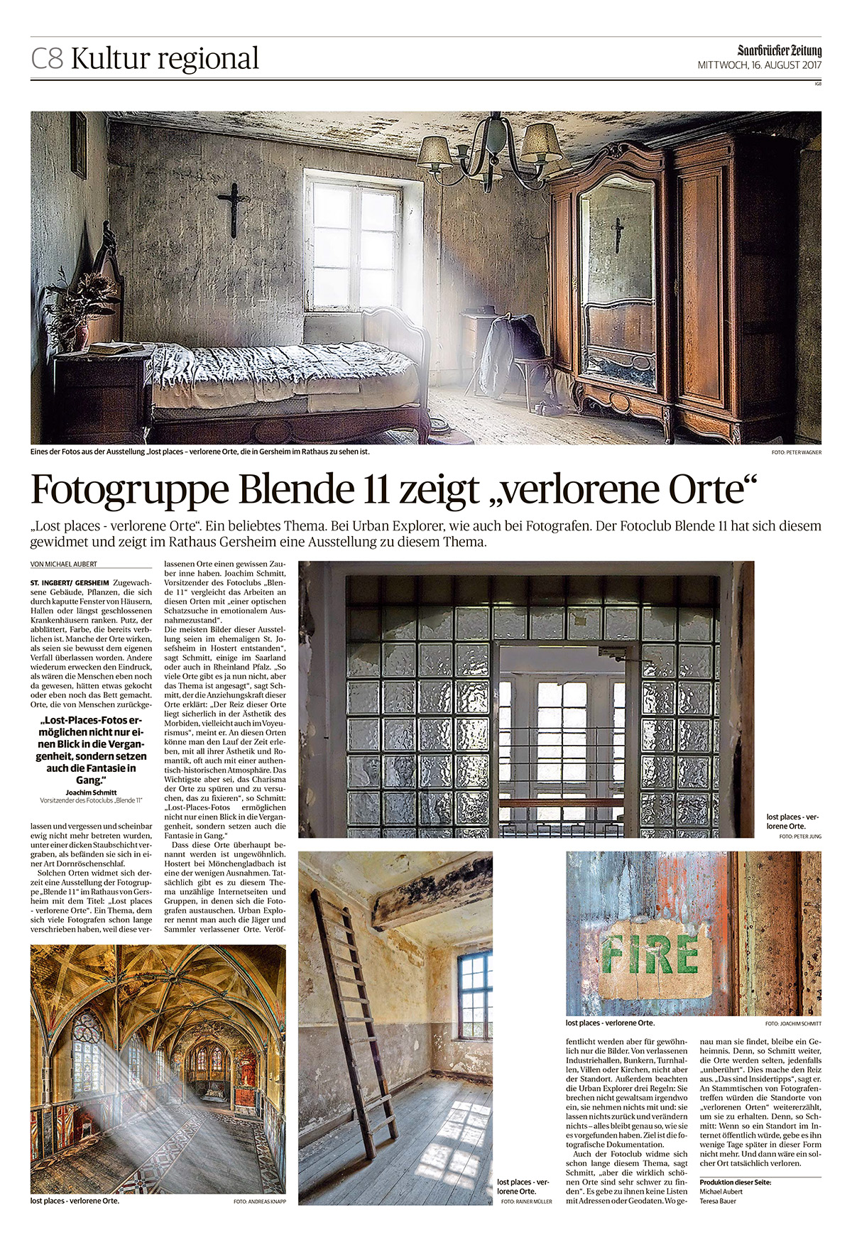 Bericht Saarbr&uuml;cker Zeitung Lost Places Ausstellung